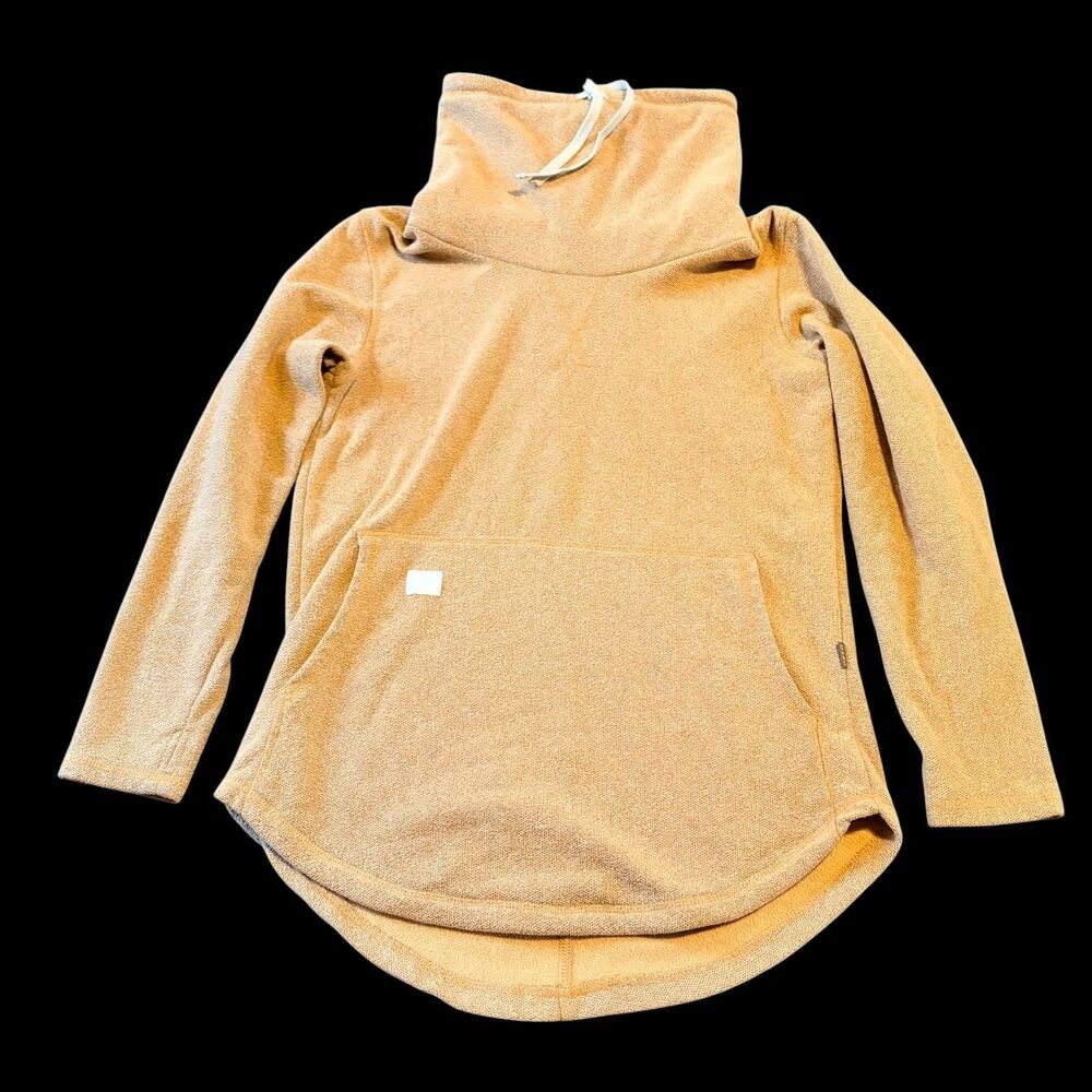DESO Supply Company L Funnel Neck Pullover Pocket Drawstring Cozy Tan Terry USA